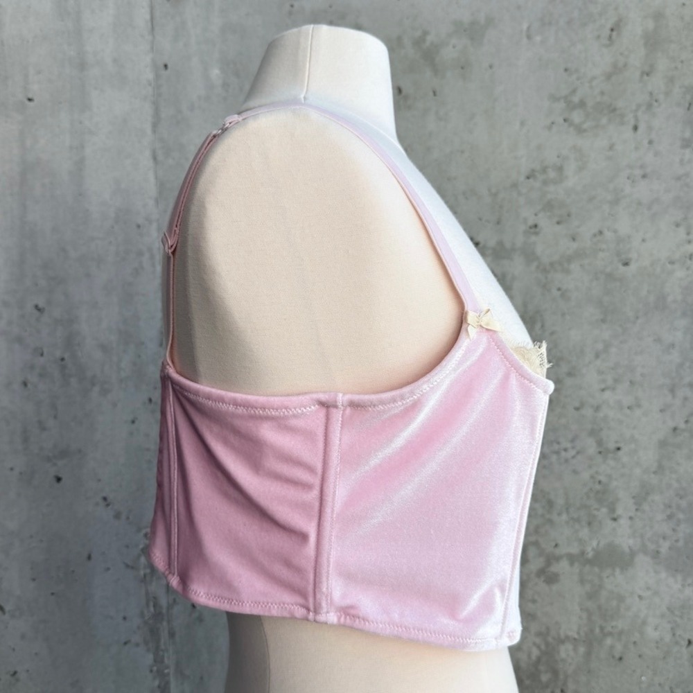 SKIMS Pink Velvet XL Corset Top Balletcore Coquette Bustier Festival Fairy - Picture 5 of 16